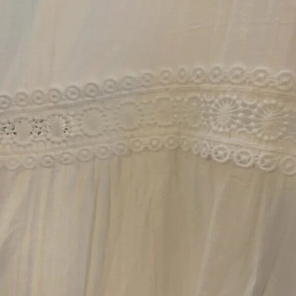 Lulu's Light Breeze White Striped Crochet Lace Tiered Maxi Dress XS - Picture 8 of 11